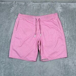 Johnnie-O Folly Swim Trunks Men Large 36" Pink Drawstring Mesh Lined Board Short